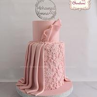 pink egagement cake