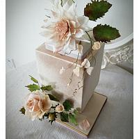 Wafer paper flowers cake