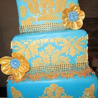 Blue gold 75th Birthday Cake