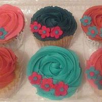 Turquoise, Teal, Fuschia, Rose Pink Cupcakes 