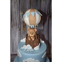 Teddy bear in hot air balloon cake