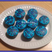 Blue Leopard Print Cupcakes