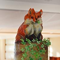 Foxy topper from "How lucky we are of having found us"- wedding cake.