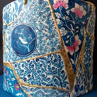 Caker buddies Pottery Theme Collab: Blue Pottery and Kintsugi Art 