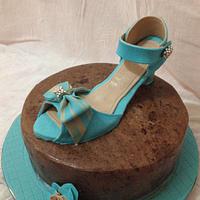 Blue shoe cake