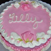 Pink buttercream birthday cake