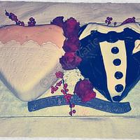 2 Hearts Bride & Groom Cake