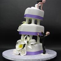 "Falling in Love" Wedding Cake