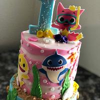 Baby shark theme cake