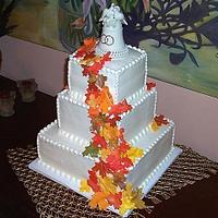 Falling Leaves Wedding Cake