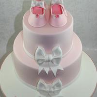 Bootees and Bows Christening Cake