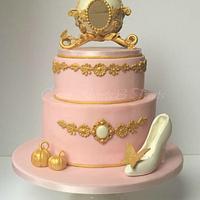 Princess carriage christening cake