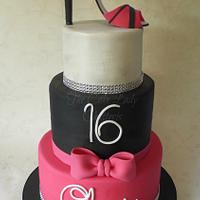 16th Bling & shoe cake