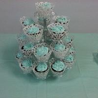 Tiffany blue wedding cupcakes