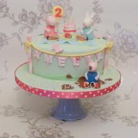 Peppa pig & Rebecca Rabbit tea party cake