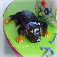 fondant Rottweiler dog figurine