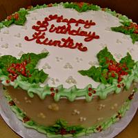 Winter holly and berries birthday Buttercream cake