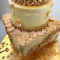 Golden wedding cake 