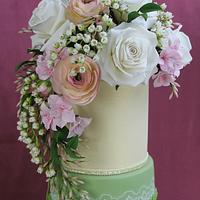 Wedding cake "Ribbons, laces and flowers"