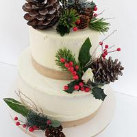 festive rustic wedding cake 
