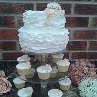 Ruffles Wedding cake and Cupcake Tower