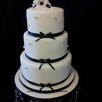 Black and White 3 tier wedding cake