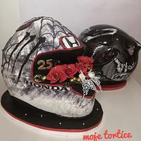 3d helmet cake with roses