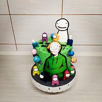 Dream cake with Among us figurines
