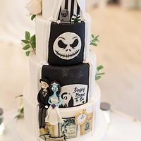 Tim Burton inspired wedding cake 