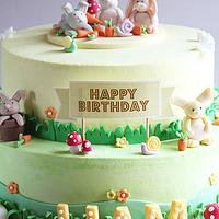 Cute Bunny Birthday Cake