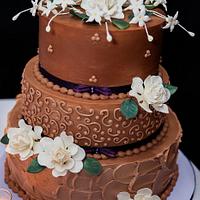 Chocolate gardenia wedding cake