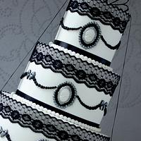 Romantic black and white vintage wedding cake 