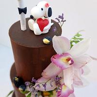 Romantic chocolate wedding cake.