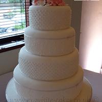 Pearl and Lace Wedding Cake