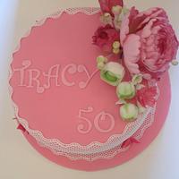 Pink Peony & Lace for a Fiftieth Birthday
