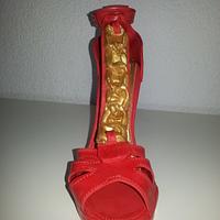 High Heel in Red and Gold