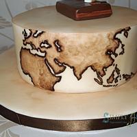 Travel Map cake with vintage map