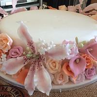 Summer flowers wedding cake