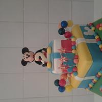 2 tier mickey mouse parcel cake 