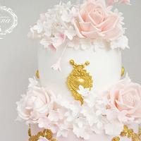 Wedding cake whith roses and hydragea