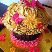 Black, Cerise and Gold Giant Cupcake