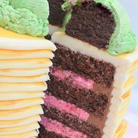 ice cream and stack of pancakes cake 