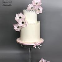 Wafer paper anemone cake