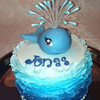 christening cake with whale