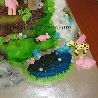 Mountain cake with baby stages