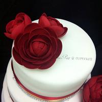 Deep Red Rose Wedding Cake