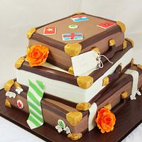 Stacked Suitcases Wedding Cake