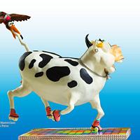 Funky cow gravity defying cake