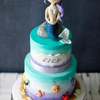 Under the Sea Mermaid 1st birthday cake