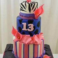 Hot Pink and Purple 13th Birthday Cake